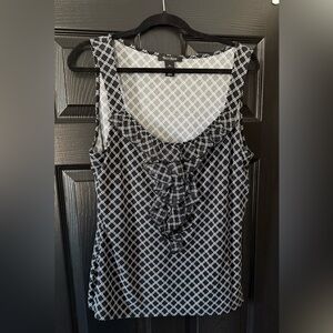 White House Black Market Black and White Geometric Blouse